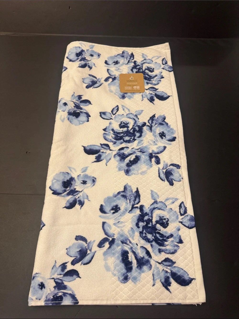 4pc DEBORAH CONNOLLY  Bath Towel Set - Odette - White/Navy